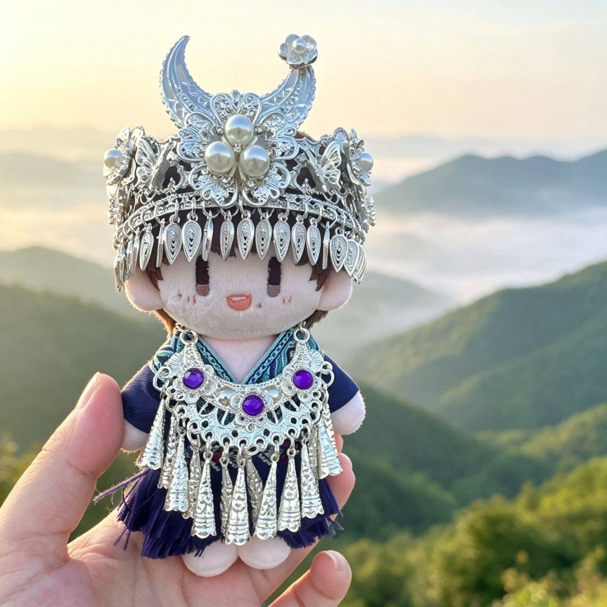 原创手作周可可娃衣少数民族苗族娃衣衣服头饰防银便宜全套复古