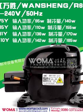 钱江QD75Y QD85Y QD91Y QD110Y环保无氟R600A冰箱压缩机