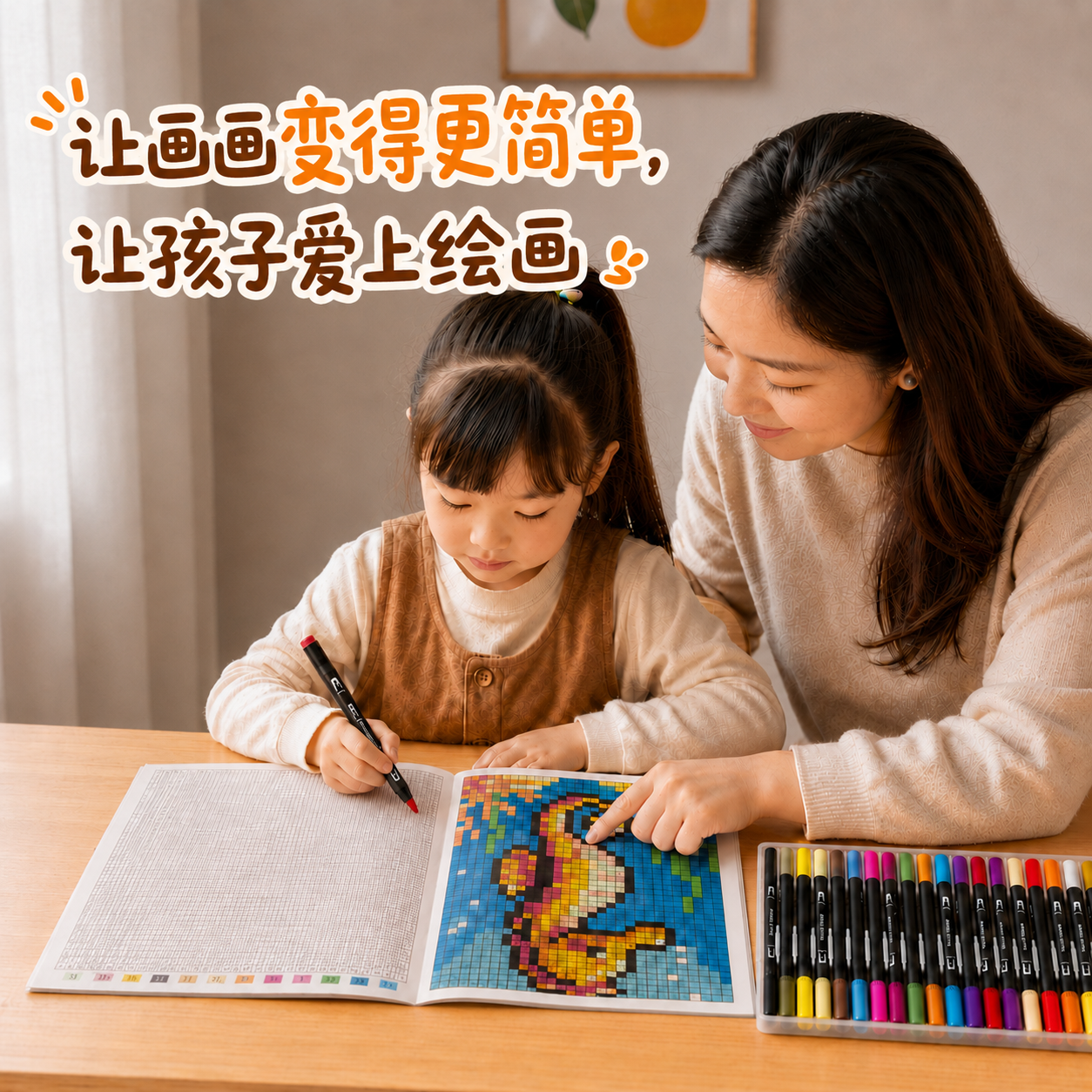 小学生初学者可爱涂色描摹本
