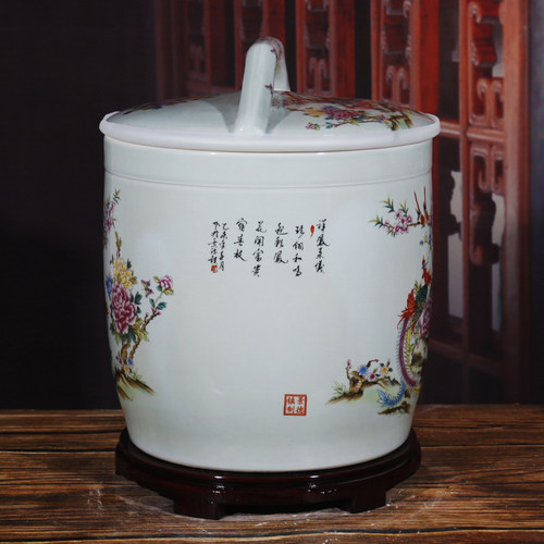 景德镇陶瓷米缸10斤20斤30斤装米桶家用带N盖密封储物罐面粉缸油