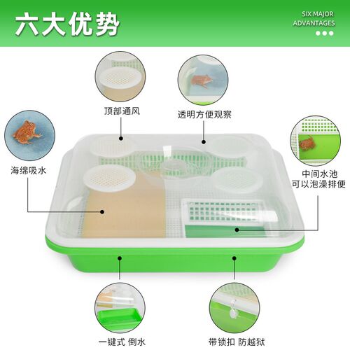 角蛙饲养盒饲养箱造景角蛙乌龟蝾螈缸两栖专用带晒台生化棉保湿