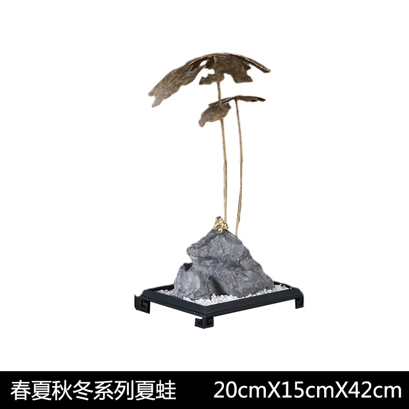 现在新中式创意夏蛙冬蝈摆件客厅玄关禅意书房软装桌面摆设搭配