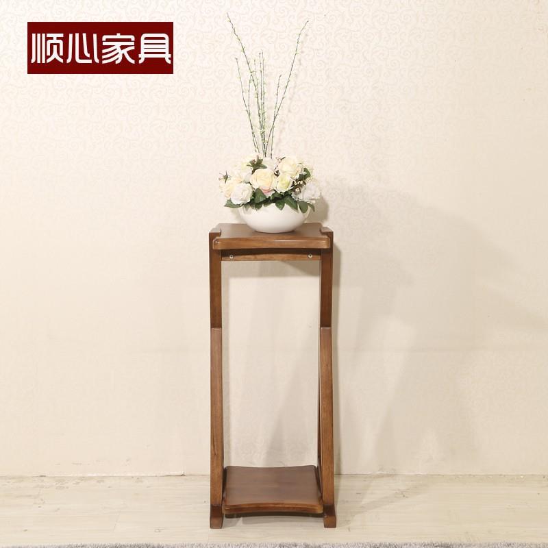 顺心家具全实木花盆架落地式木质花架双层置物花几家具胡桃楸木