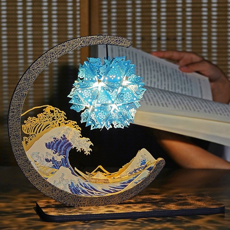 神奈川冲浪里光影纸雕灯浮世绘系列手工创意礼品