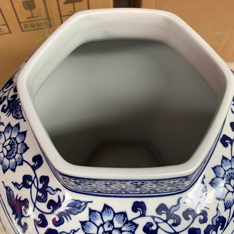 青花瓷仿古古典新中式陶瓷储物罐玄关摆件客厅法式陶瓷插花花瓶