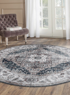 波斯地毯欧式美式风格复古可水洗客厅茶几沙发卧室圆形衣帽间定制