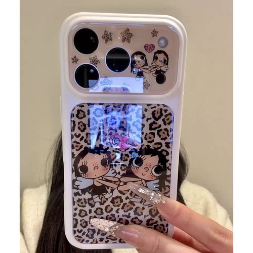 甜酷童趣豹纹牵手天使小玉手机壳