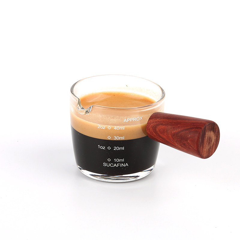 意式浓缩咖啡量杯盎司量杯刻度量杯家用杯玻璃杯带安士毫升