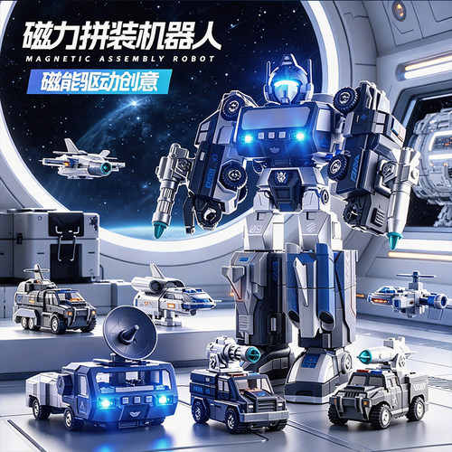 百变磁吸机器人益智拼装玩具