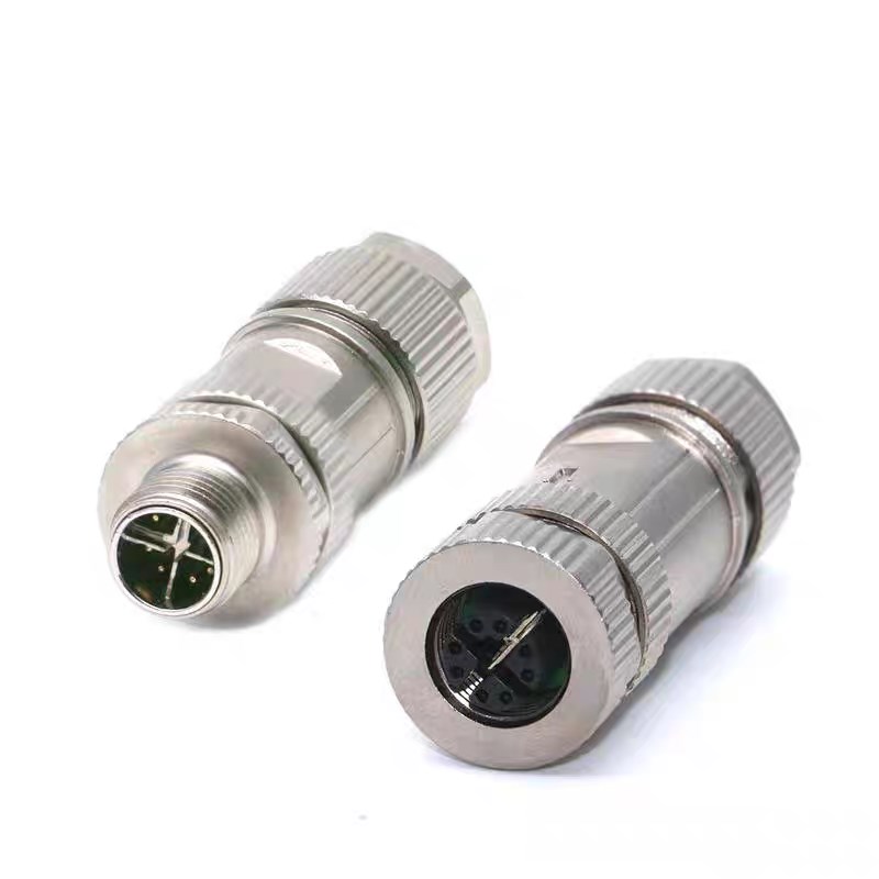 M12以太网全金属接头连接器8针pinX型工业相机通讯Profinet总线
