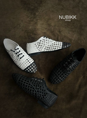 NUBIKK手工编织镂空系带凉鞋