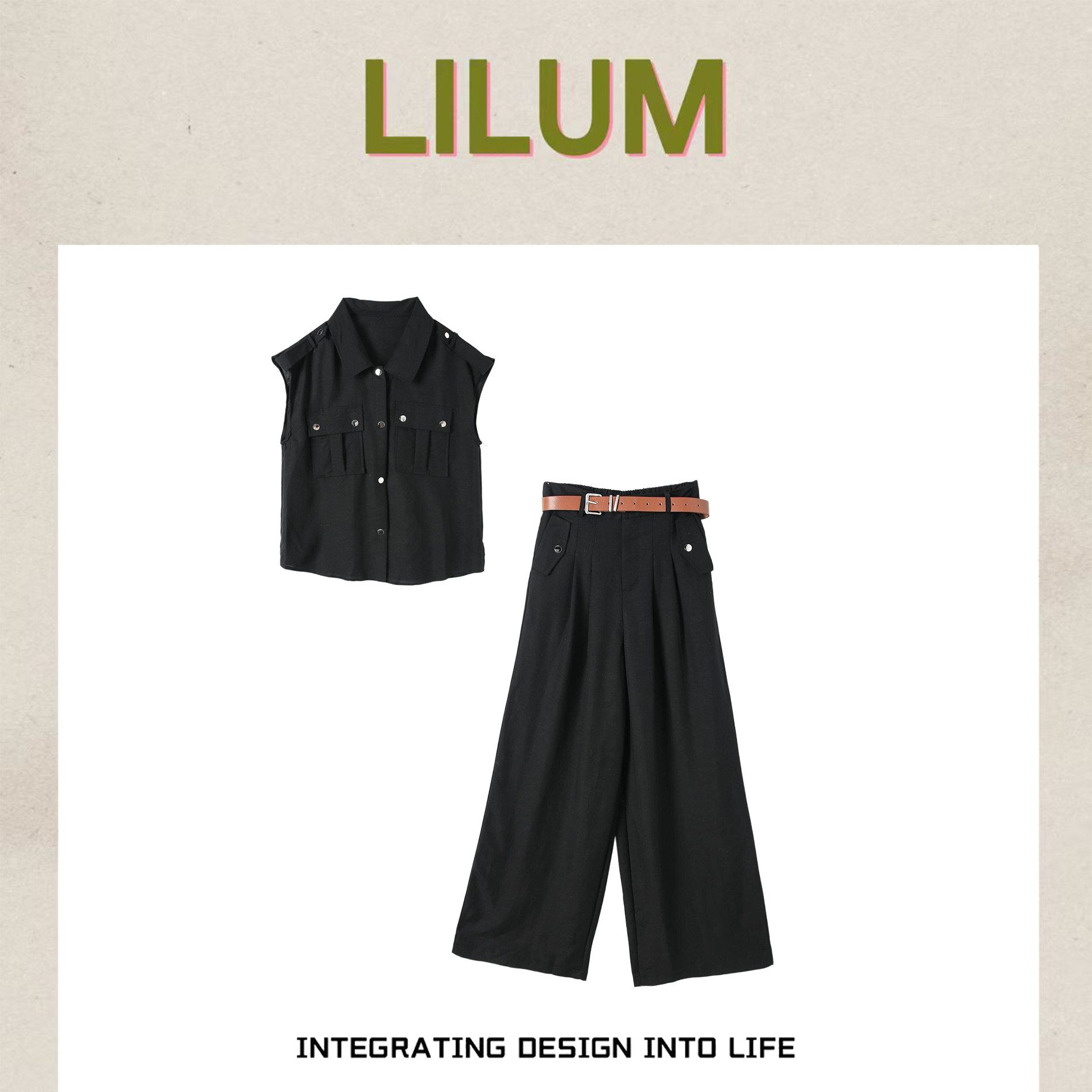 【小田直播间】LILUM厘白【文艺庄园】时尚百搭休闲套装 LL6915