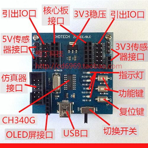 ZigBee/CC2530 传感器节点底板 功能底板 模块底板 扩展板