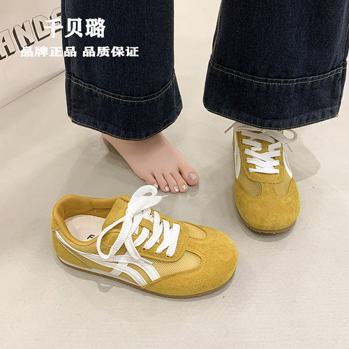 千贝璐发财黄女夏透气德训鞋