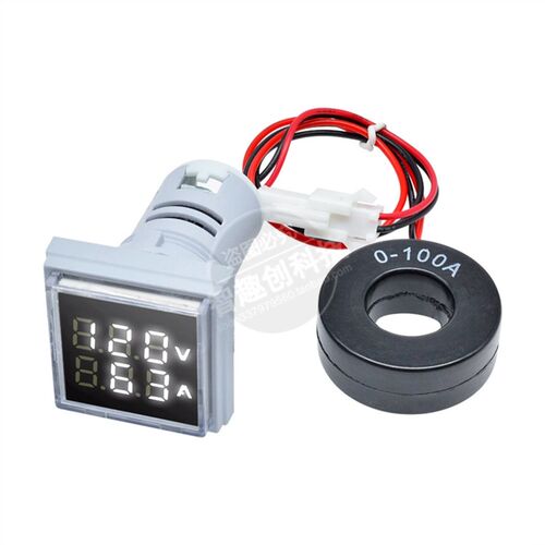 迷你数显交流电压电流表22MM方形指示灯0-100A50-500V110V220V380