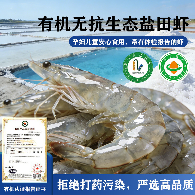 深鲜岛盐田虾有机无抗大虾鲜活速冻新鲜白虾纯天然海鲜水产青虾