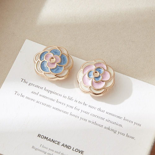 button cover高档仿珐琅花朵袖扣女纽扣套衬衫扣山茶花纽扣装饰套