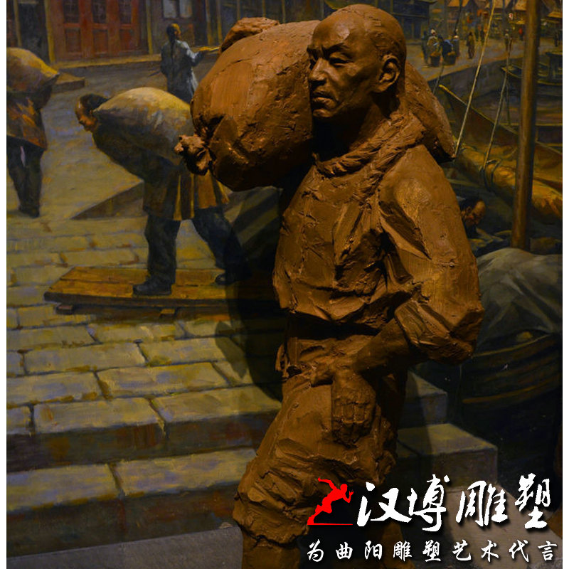 定制做玻璃钢仿铜人物雕塑铸铜公园船工塑像户外广场景区情景铜雕