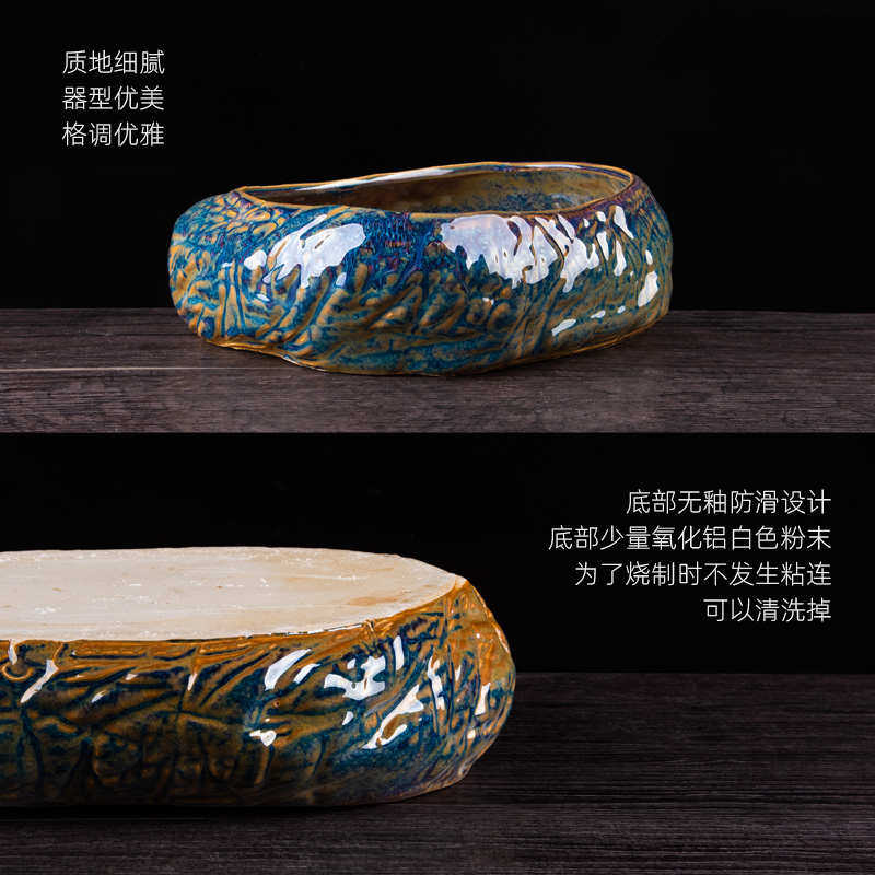上水石吸水石假山水仙花盆无孔铜钱盆肉艺术造景草鱼缸椭圆盆景多