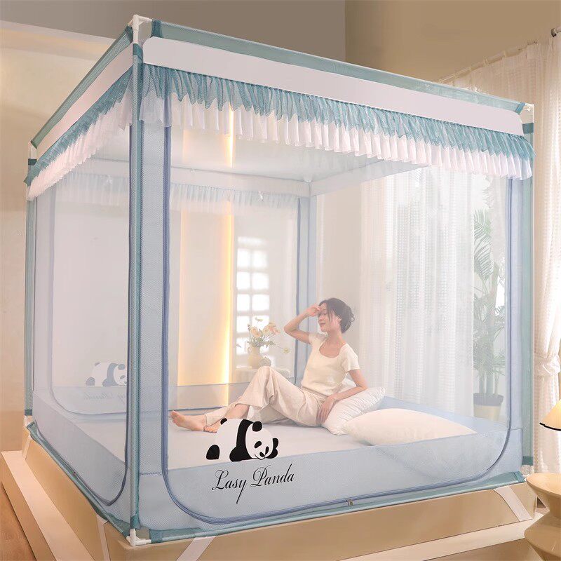 A类家用全底蚊帐防摔儿童加粗支架防掉床1.5*1.9m卧室帐子150*190