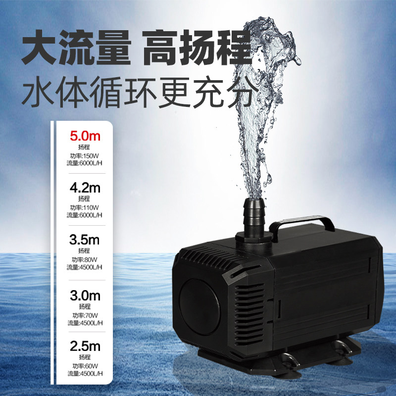 希腾超静音变频潜水泵鱼缸水族箱底循环过滤泵水陆两用鱼池抽水泵
