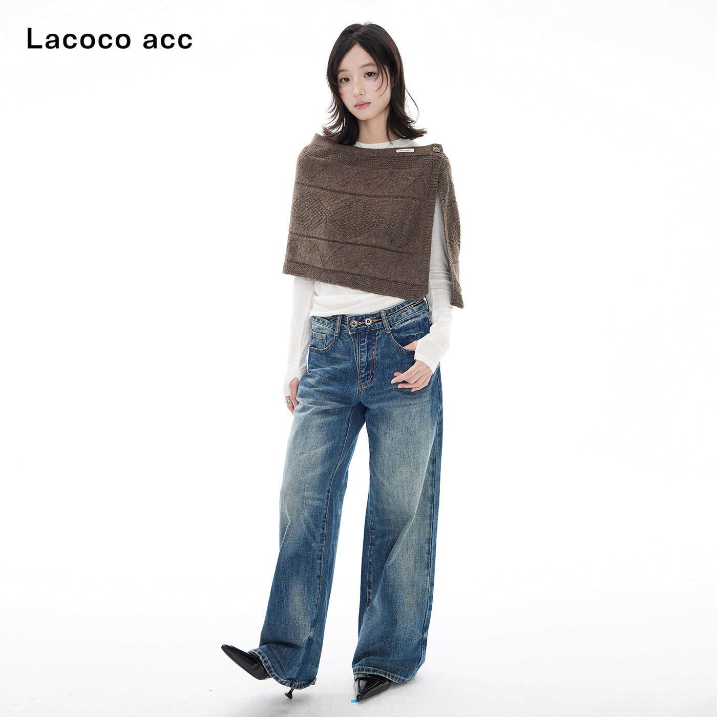 Lacoc百多功能织披肩女2026秋冬新ICW款保暖搭围巾针高级感屁o帘