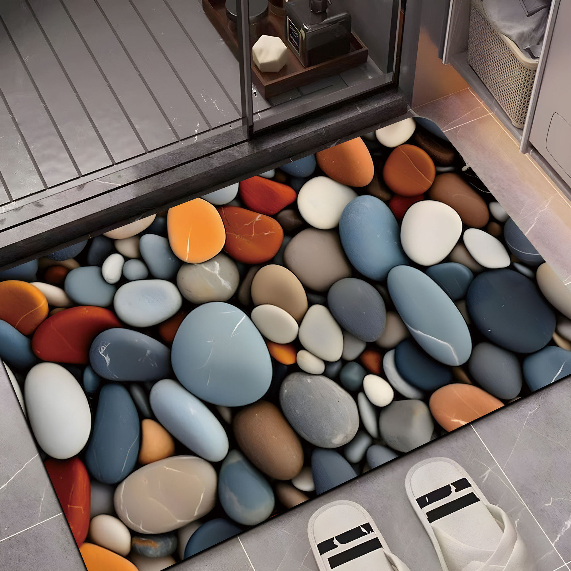 【下单立减50】3D裸眼质感鹅卵石硅藻泥地垫浴室卫生间吸水_wh