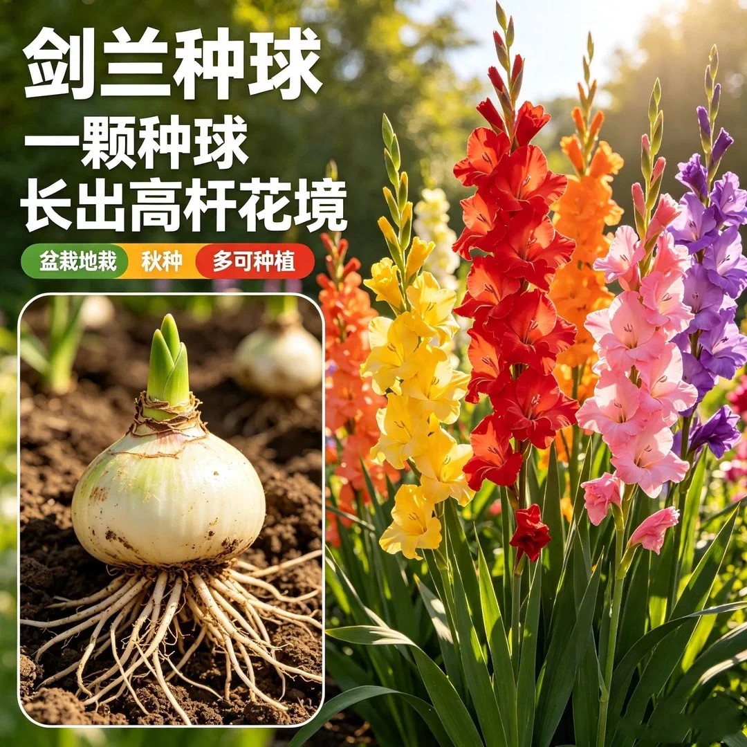 【下单立减50】香水剑兰花种球混色唐菖蒲庭院阳台盆栽花卉绿_ZS