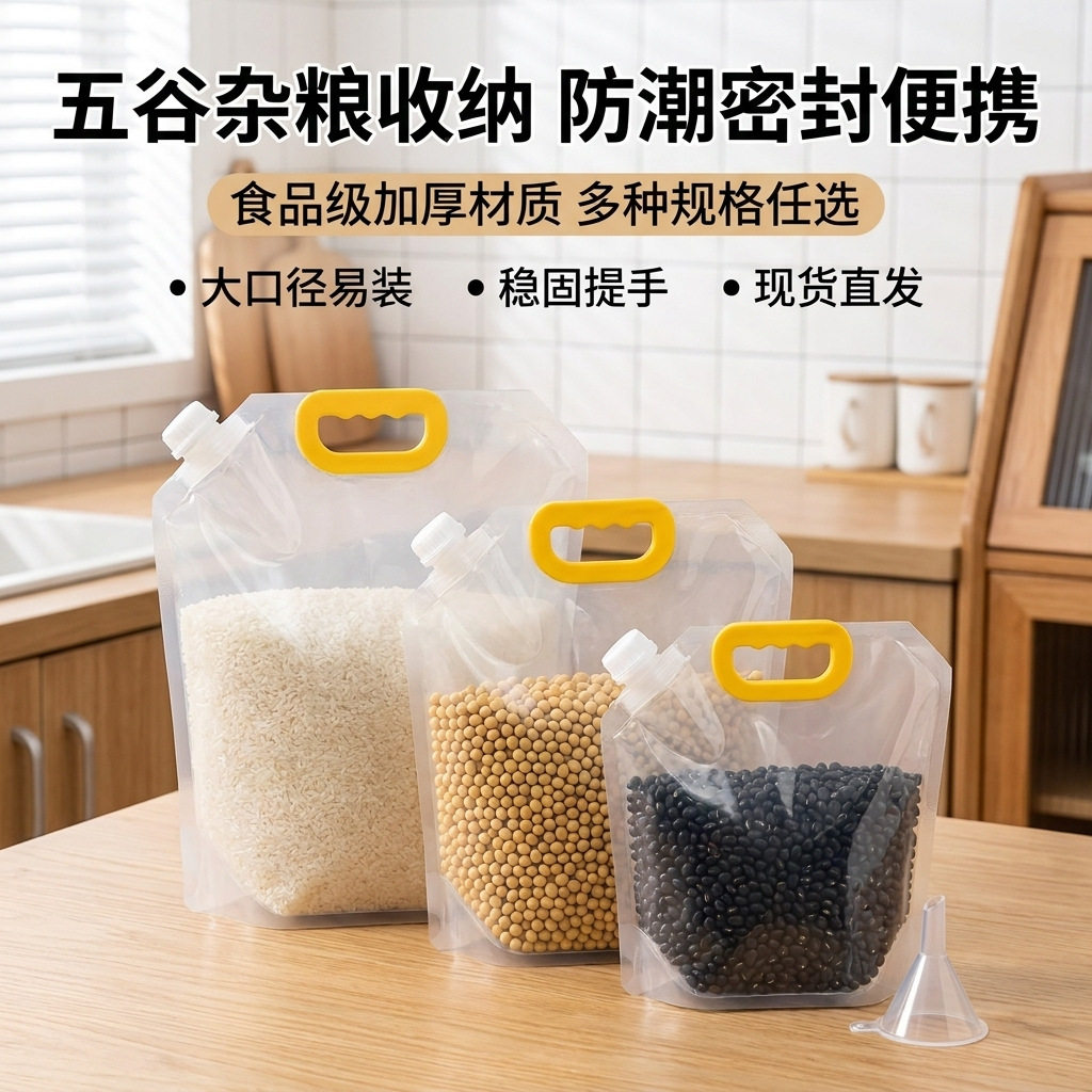 【下单立减50】大米手提吸嘴袋五谷杂粮密封袋分装袋家用收纳_ZS