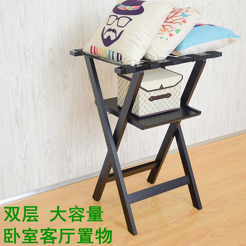 酒店餐厅宴会厅实木托盘架 欧式木质创意餐盘架行李架折叠置物架
