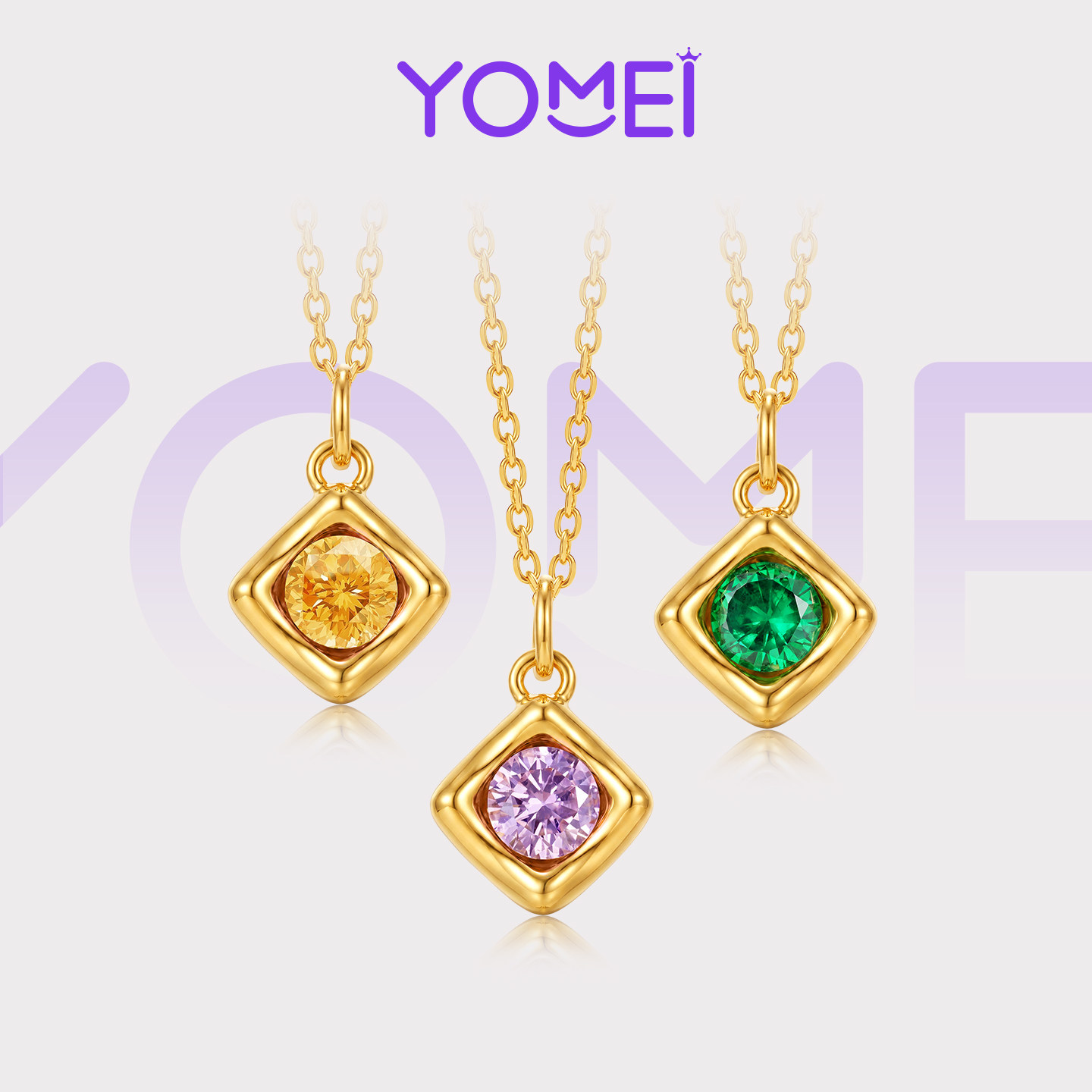 YOMEI黄金 小克重黄金吊坠镶嵌彩宝DIY足金水晶挂坠女礼物