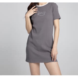 GUESS 简约百搭圆领印花连衣裙-W4PK1UK2Q40