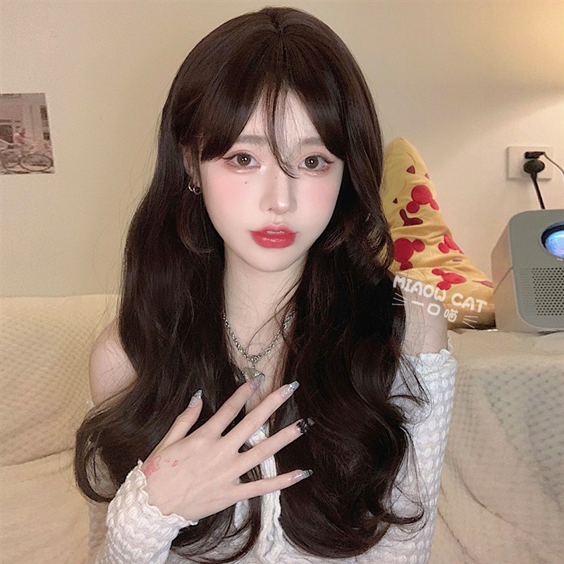 一口喵假发女日常jk自然漫画刘海逼真长卷发lolita网红时尚全头套