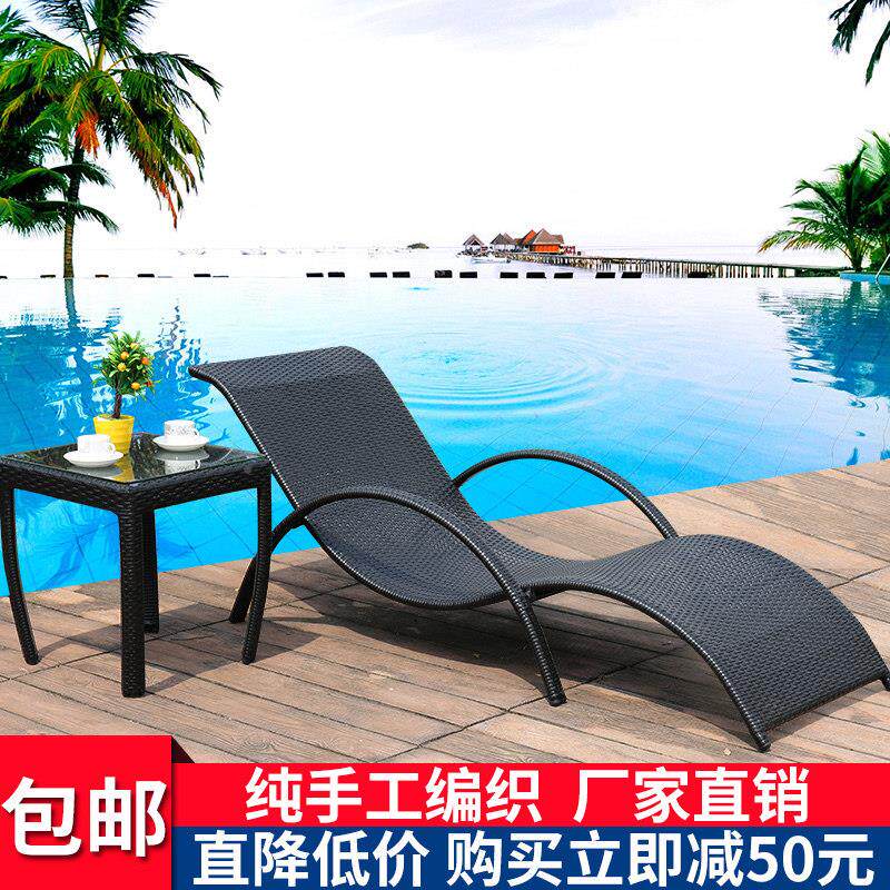 户外床躺椅酒阳台休闲庭院店沙发睡觉藤休息躺椅游HX8547池藤泳编