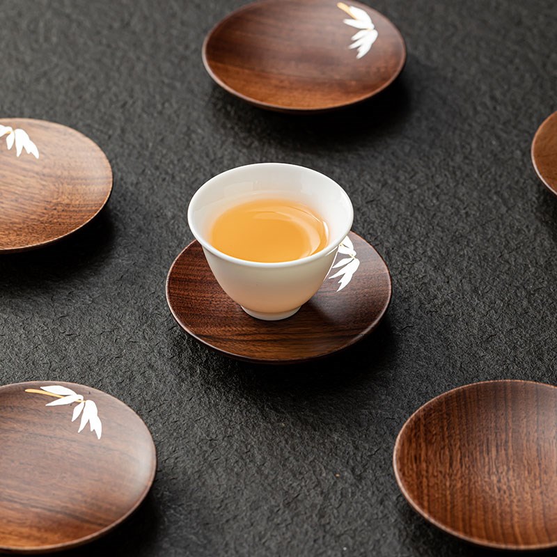 哲明 北美黑胡桃木实木杯垫木质茶道茶杯垫托工夫茶具品茗杯隔热