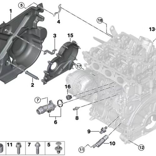 适用宝马1系2系3系5系6系7系X1X3X4迷你F55F56缸盖体水管接头接口