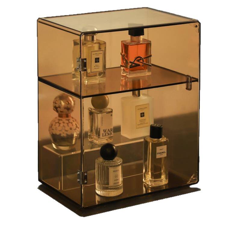 香水收纳置物架子桌面防尘亚克力化妆品收纳盒梳妆台简约感展示柜