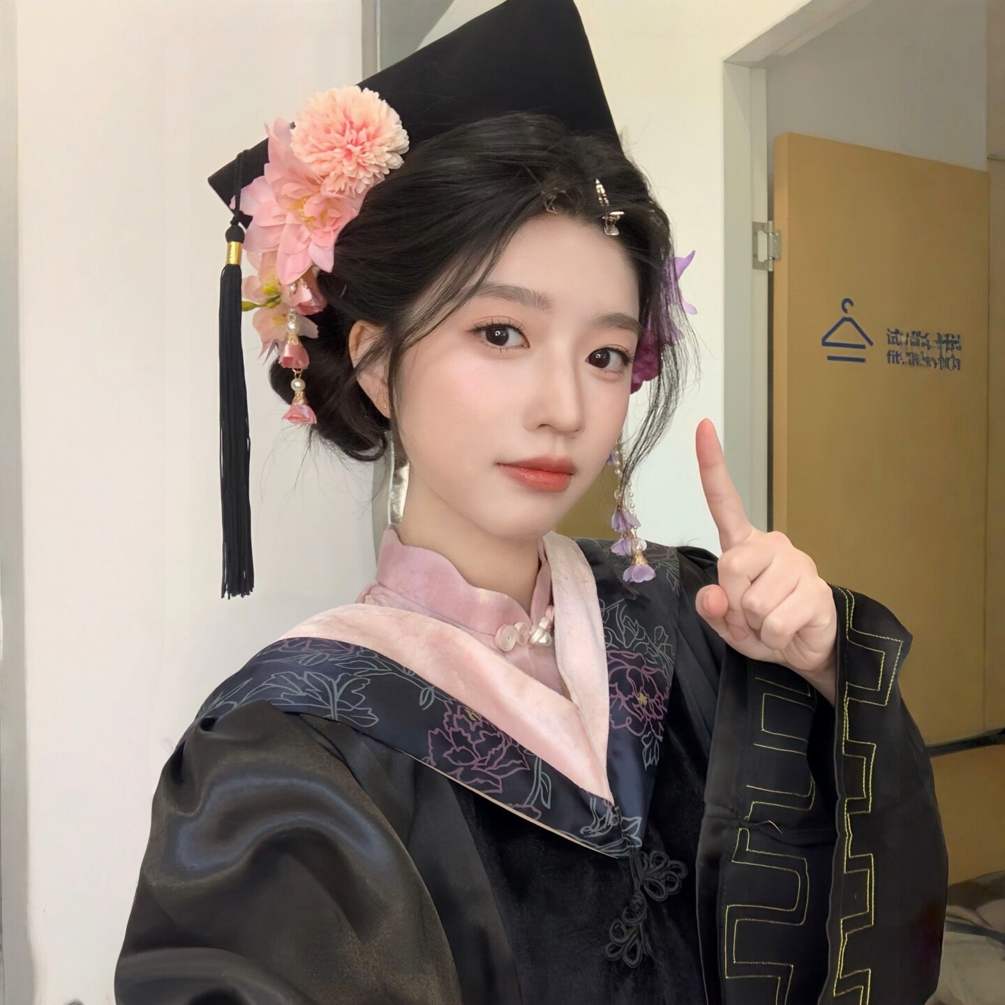 簪花学士帽彷真花朵发夹边夹侧边头饰diy学生毕业硕士帽礼帽装饰
