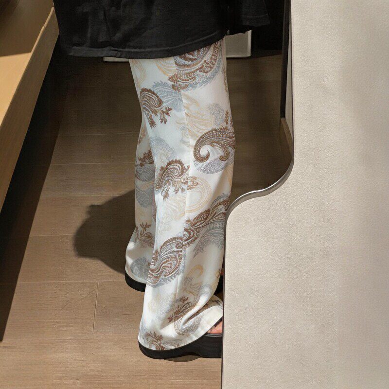 遛弯裤子女夏薄款棉绸睡裤长裤可外穿慵懒风宽松垂感休闲裤防蚊裤