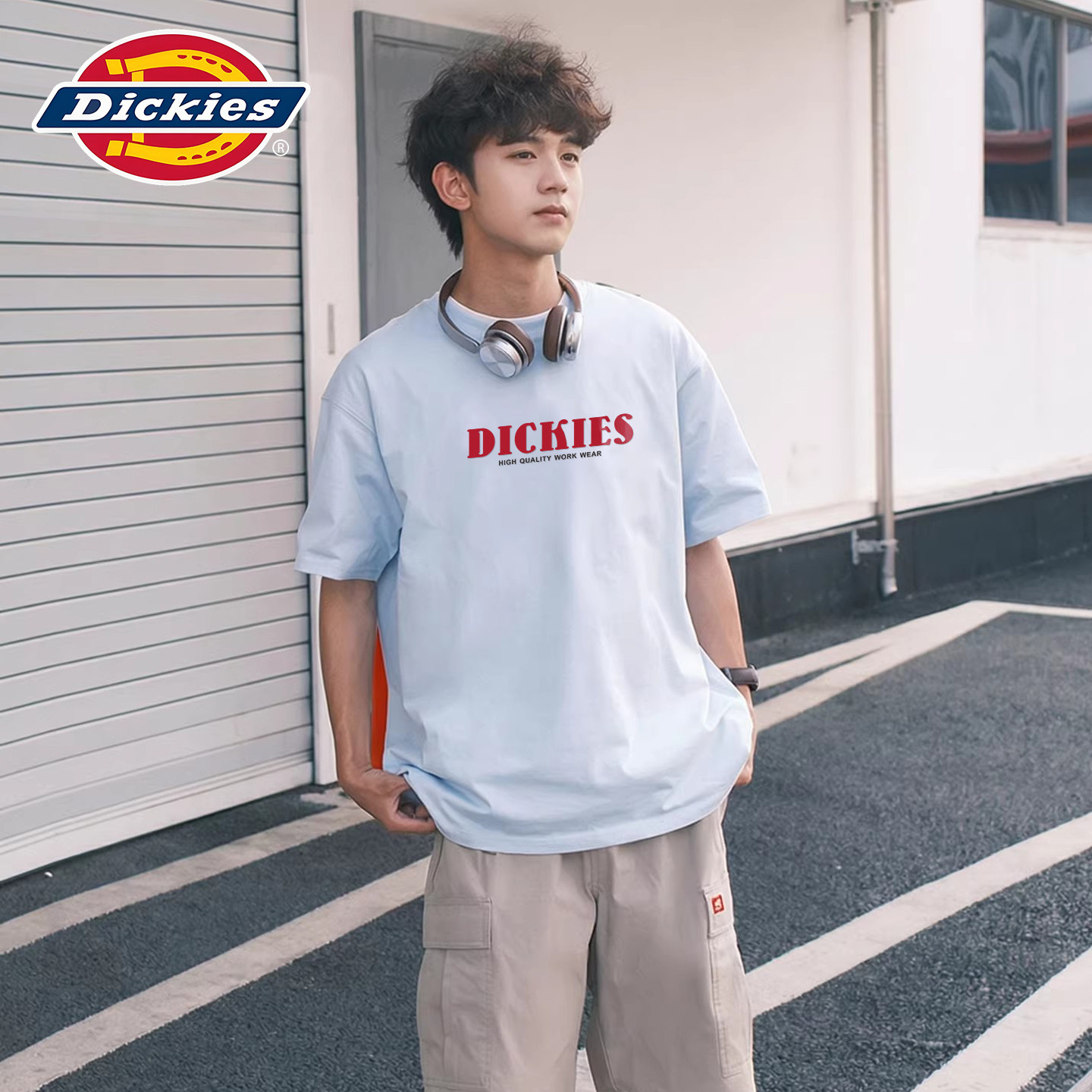 Dickies2026美式休闲印花T恤男夏季凉感吸汗速干抗菌圆领宽松短袖