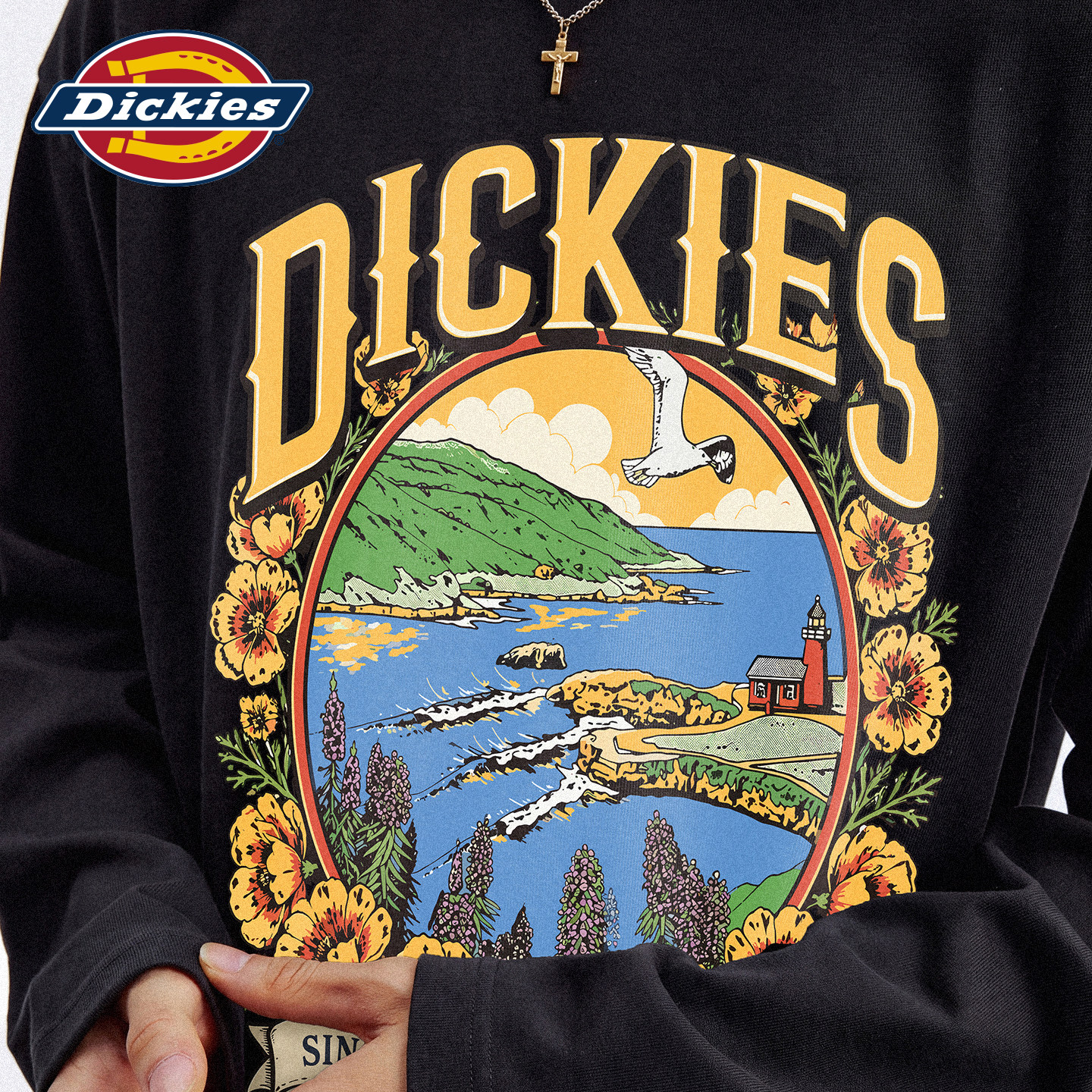 Dickies圆领复古花卉打底衫