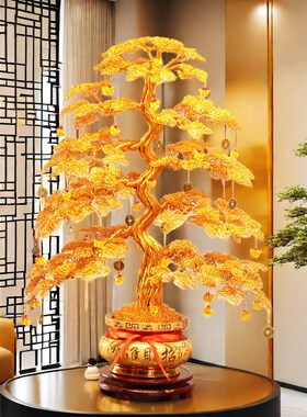 纯手工编织发财树玄关装饰摆饰新店开业F乔迁礼物高端招财工艺礼