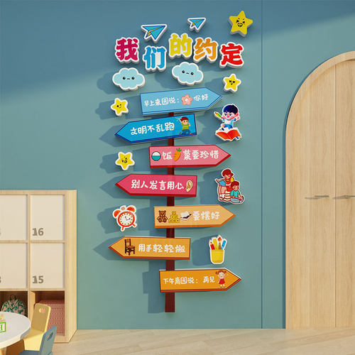 高端幼儿园墙面装饰环境创布置材料文化I主题贴纸画成品我们的约