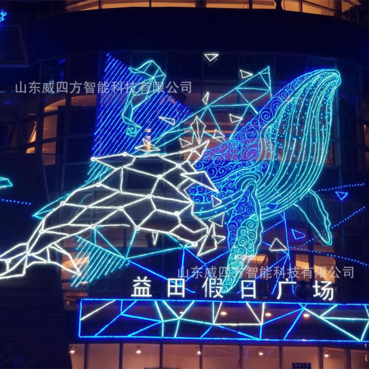 2021新年玻璃外墙美化可定制大型幕墙圣诞鹿造型商场灯画装饰图片
