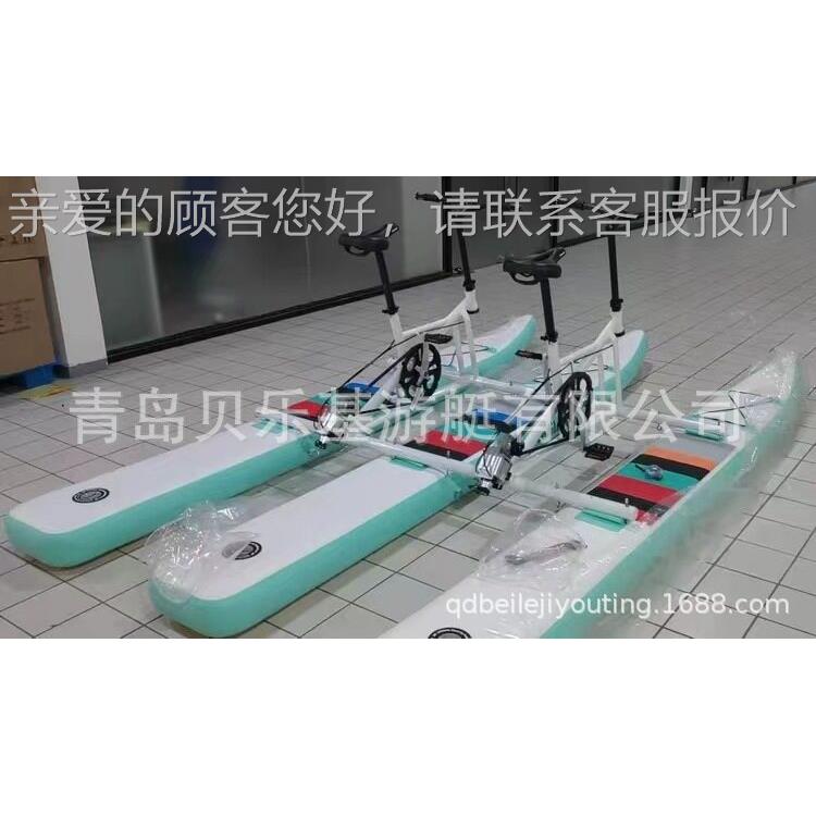双人新LKD款水上自行车园水上游园娱乐车拉丝料脚踏材船乐公娱乐