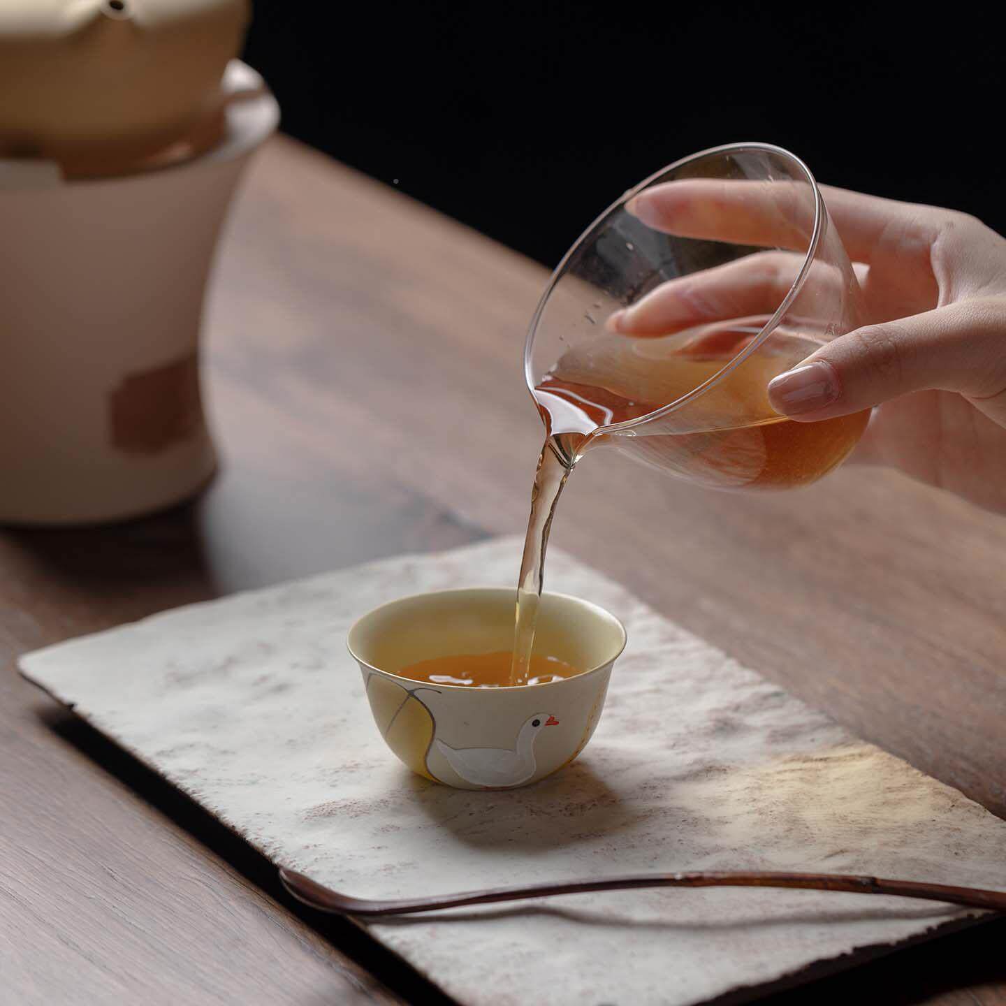 植述fgrege梨鹅香小记手陶小瓷茶杯创意众品茗杯家用功夫茶具闻杯