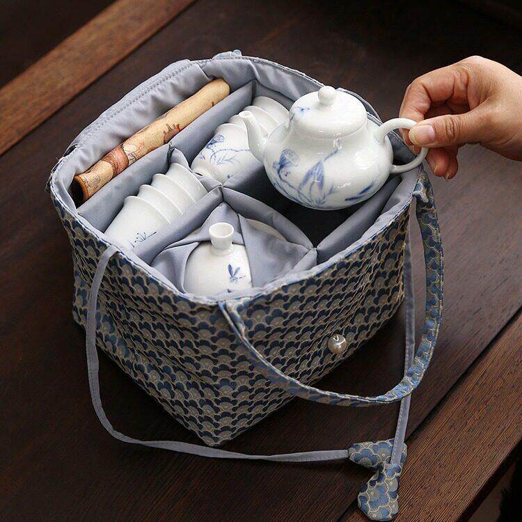 可携式外旅行具保护收纳茶户包茶事布袋艺包布手提大容量礼盒6U70
