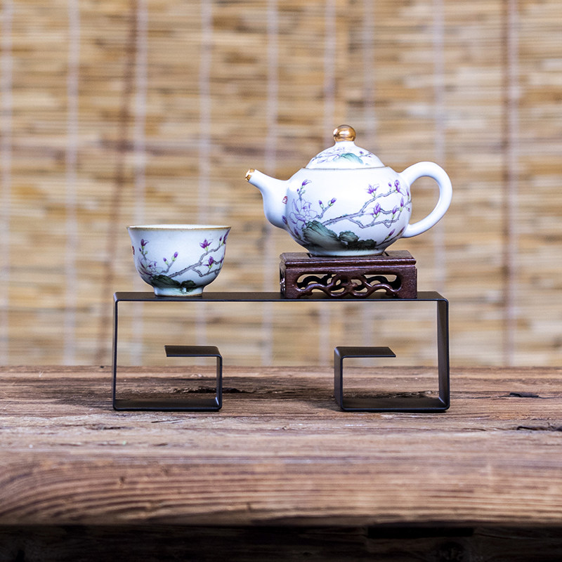 放茶具的架子茶室茶桌面铁艺茶棚摆件小型置物展示架紫砂壶茶壶架