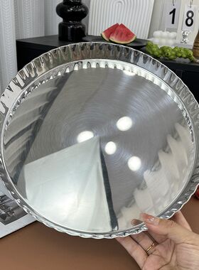 老板娘家里自用g款 轻奢加厚18/10不锈钢大圆盘子创意水果盘摆件