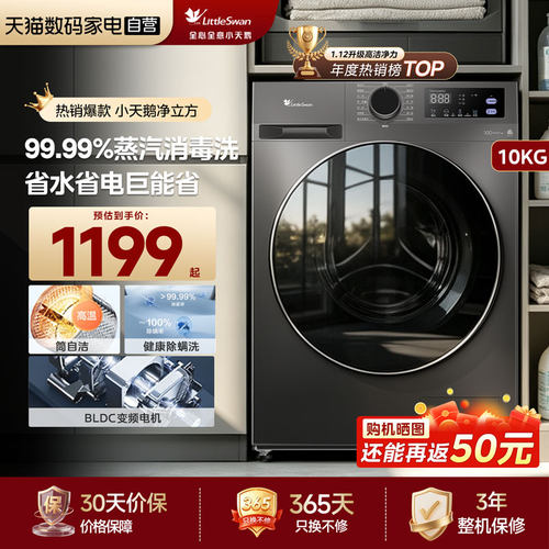 纯平全嵌国家补贴小天鹅10kg滚筒洗衣机全自动家用变频洗脱一体机